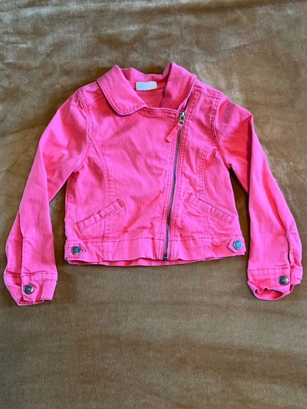 Crazy 8 Pink Jean Jacket Coat Girls size Small 5-6 Denim Stretch School Casual
